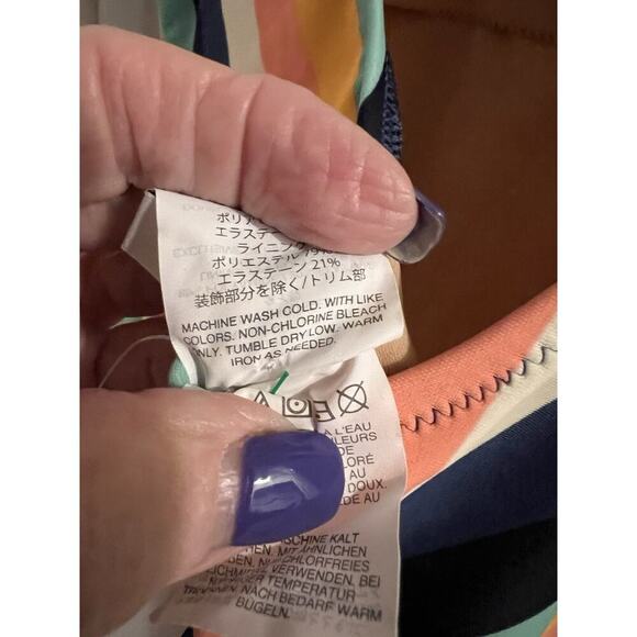 J Crew Multicolor Stripe Scoop Back One Piece Swimsuit Sz Xl NWT - Picture 7 of 7